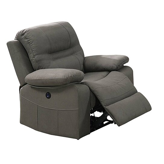Saltoro Sherpi 41 Inch leatherette Reclining Chair with USB Port
